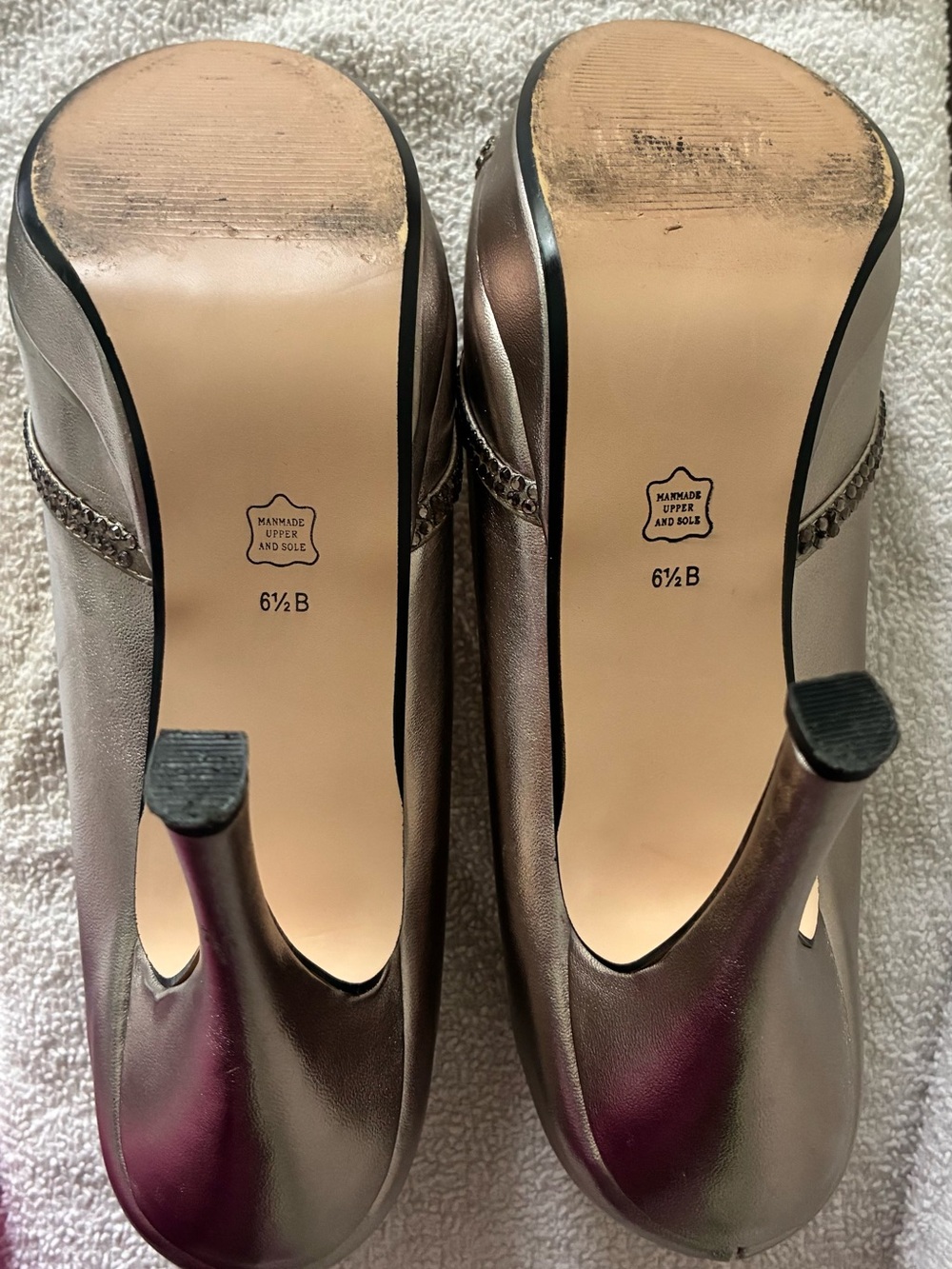 Caparros Metallic Rose Heels with Crystal-Trim Peep Toe 6 1/2 - Picture 4 of 9